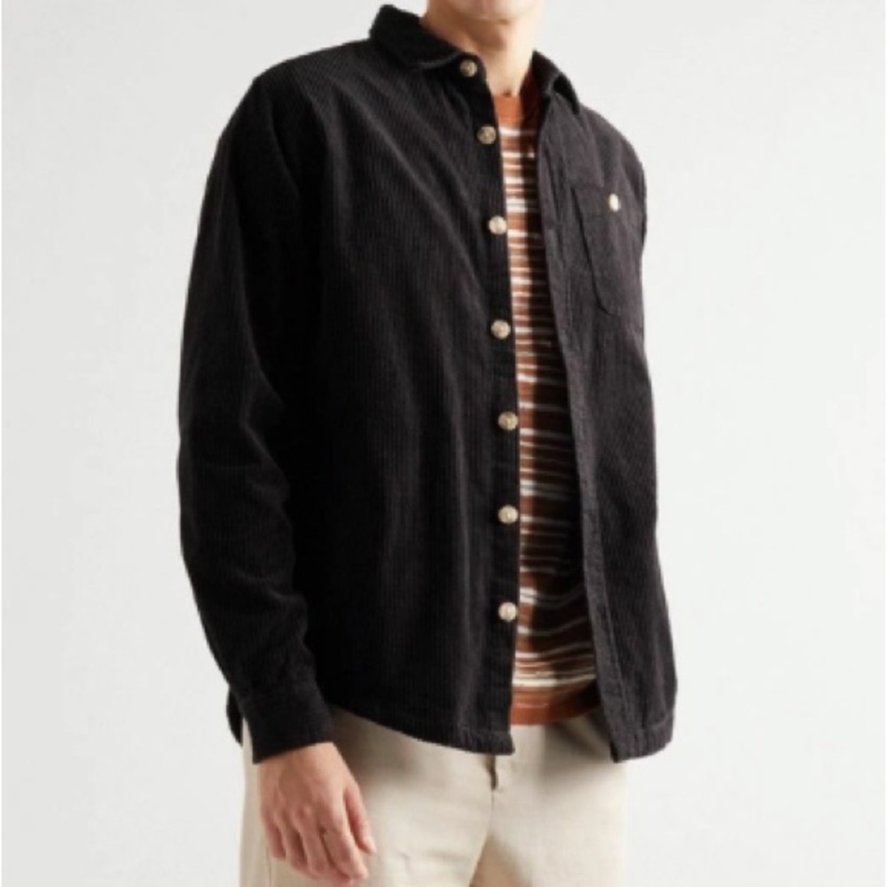Onia Men's Black Corduroy Button-Up Jacket